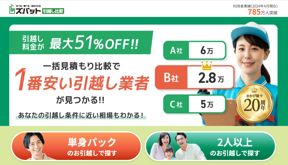 退去費用に納得いかない・引越しで後悔したくないならズバット引越し比較がおすすめ